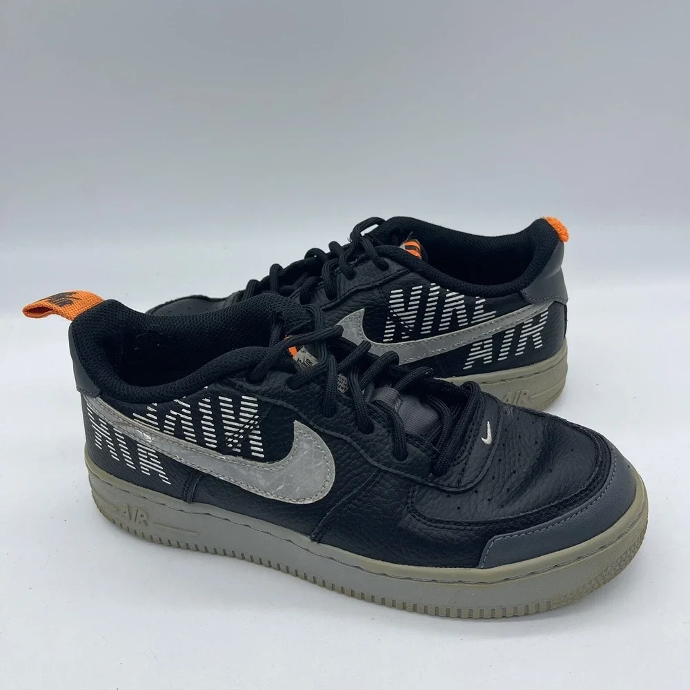 Nike Air Force 1 LV8 GS Youth Size 5.5Y BQ5484-001 Black Gray Under Construction